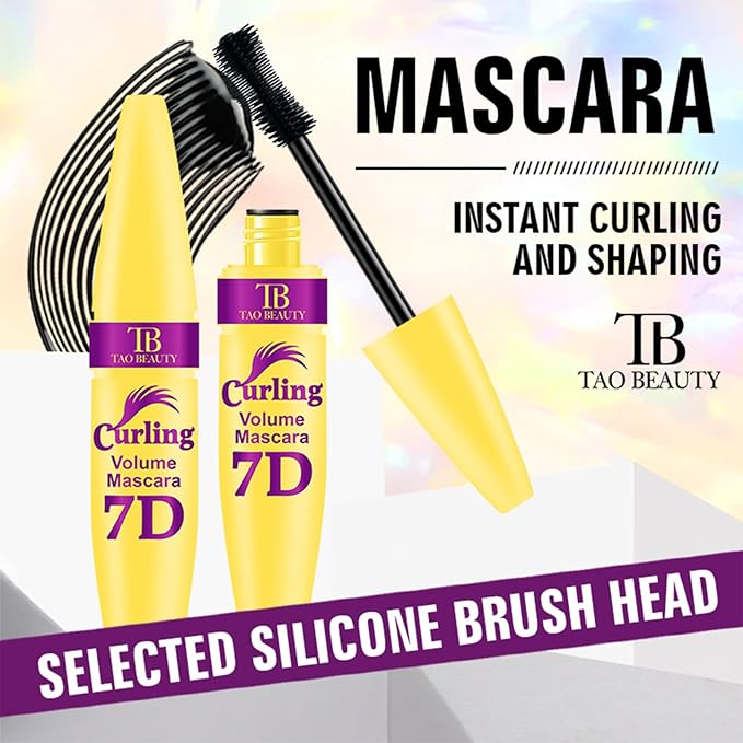 7D Fiber Lashes Waterproof Volumizing Mascara, Lengthening & Waterproof, Smudge-Resistant, Long-Lasting Formula (Black)