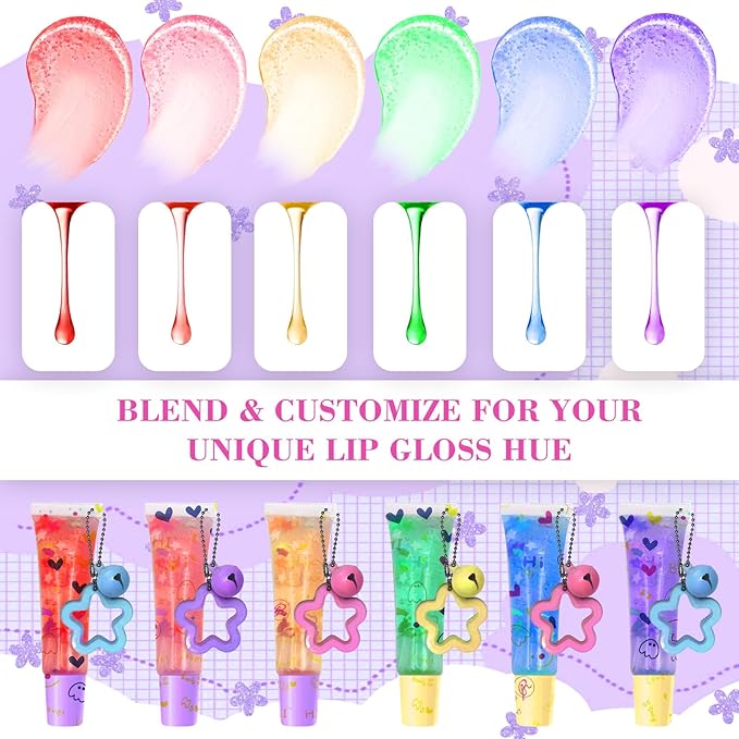 Dewiitine Lip Gloss Making Kit, DIY Lip Gloss Base to Make Your Own Lip Gloss Kit DIY Lipstick Set Moisturizing Lip Gloss Supplies Set, Gift for Girls Trendy Women