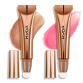 KYDA 2 Colors Liquid Blush Highlighter Wand Set, Matte Blusher+Shimmer Highlighter Duo, Buildable Smooth Coverage for Natural Glow Finish, Lightweight Blendable Formula, Talk Glow+Matte Pink