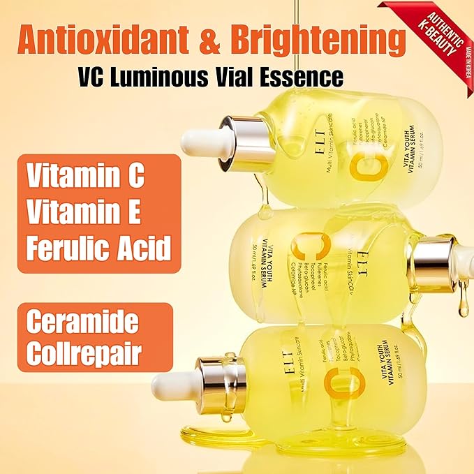 ELT Vita Youth Vitamin C Serum 1.69fl.oz.(50ml) Ultra Hydration Serum Korean Glass Skin Korean Skincare (Pack of 2) Eltcosmetics