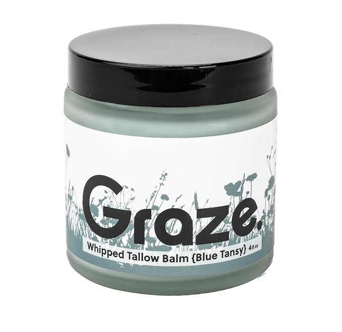 Graze. Skincare: Handmade Organic Whipped Tallow Balm (Blue Tansy)
