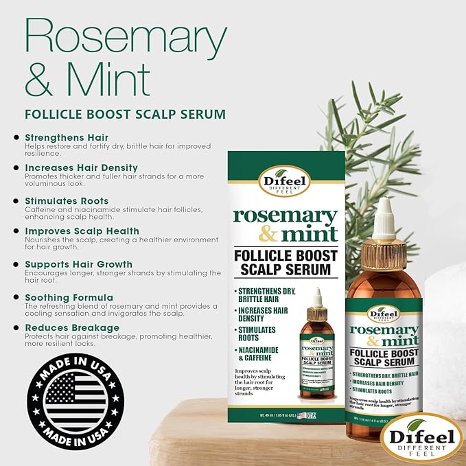 Difeel Rosemary & Mint Follicle Boost Scalp Serum 4 oz.