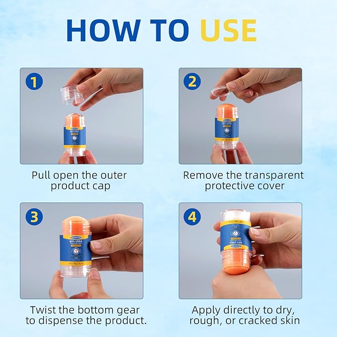 60% Urea Foot Cream Stick with Salicylic Acid 2%, Moisturizing Callus Remover for Dry Cracked Heels, Exfoliating Foot Balm for Thick and Rough Skin Care