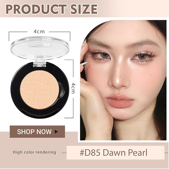 Refillable Eyeshadow Palette - Matte/Glitter/Duo-Chrome Pressed Powder & Cream Formula, Neutral/Shimmer/Smokey Multichrome, Travel-Friendly Iron Pan Refills (ShImmer, D85)