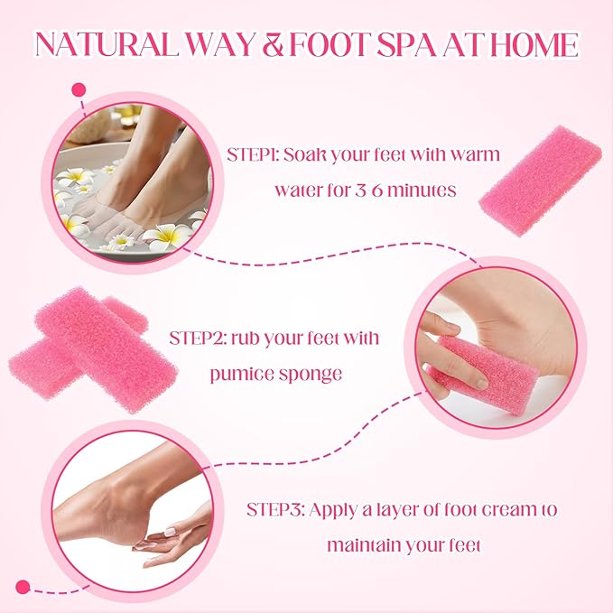 Batiyeer 100 Pcs Pumice Stone for Feet Scrubber Dead Skin Disposable Pedicure Pumice Stone Feet Shower Scrubber for Heel Cuticle Callus Remover Bath Spa (Pink)