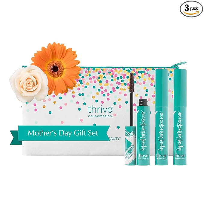 Thrive Causemetics Liquid Lash Extensions Mascara, Mother's Day Makeup Gift Set, Tubing Mascara Lengthening, Volumizing, Smudge Proof, No Clumping or Flaking, Cruelty Free, Crystal (Brown Black)