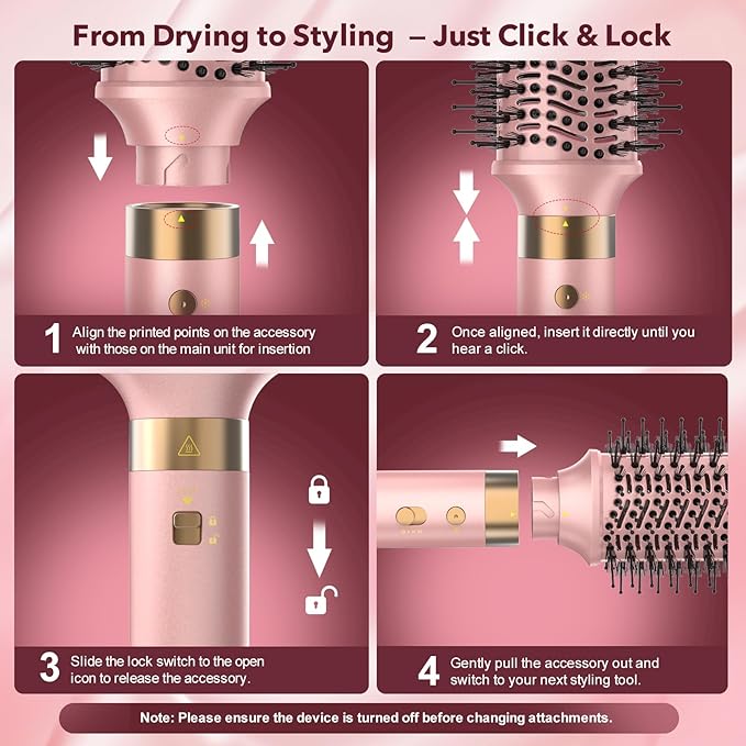 StyleVibe 6-in-1 Air Styler, Dual Voltage Hair Dryer & Blow Dryer Brush with Travel Case - Auto Wrap Curls (L/R), Fast Drying, Thermal Brush for Blowouts & Frizz-Free Volume, No Heat Damage
