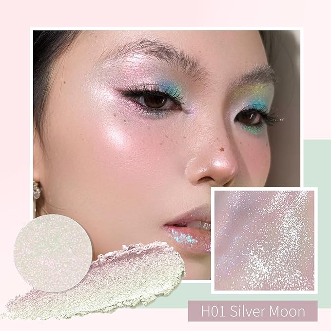 Refillable Eyeshadow Palette - Matte/Glitter/Duo-Chrome Pressed Powder & Cream Formula, Neutral/Shimmer/Smokey Multichrome, Travel-Friendly Iron Pan Refills (Chameleon, H01)