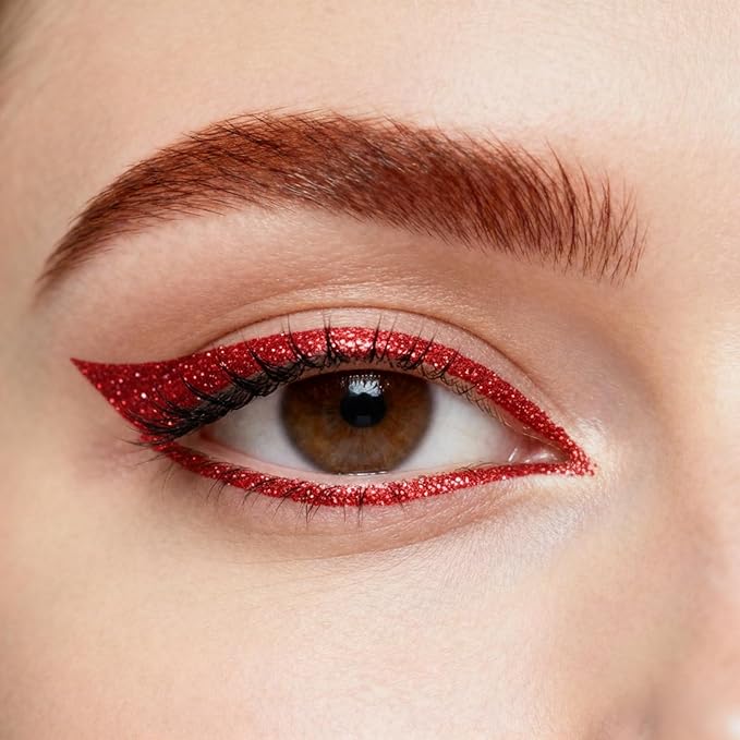 Liquid Glitter-Eyeliner, Shimmer-Water-proof Eye-Glitter Makeup Colorful Eye Liner Liquid Eyeliner (Red)
