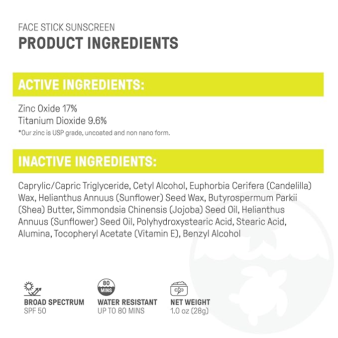 Raw Elements Face Stick SPF 50 All-Natural Mineral Sunscreen - Reef Safe, Water Resistant, Broad Spectrum UVA/UVB Protection, Safe For All Ages, Travel Size 1 oz