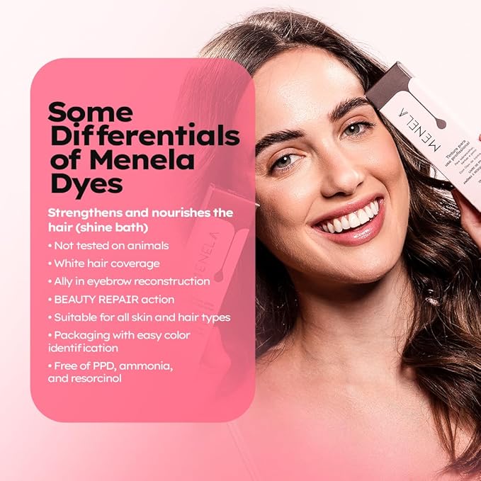 Menela Eyebrow Tint Kit – Professional Brow Color with Jojoba Oil – Includes Oxidizing Cream, Dual-Ended Brush & Mixing Glass – Vegan, Ammonia-Free, Sensitive Skin Safe – 20 ml (Brown)