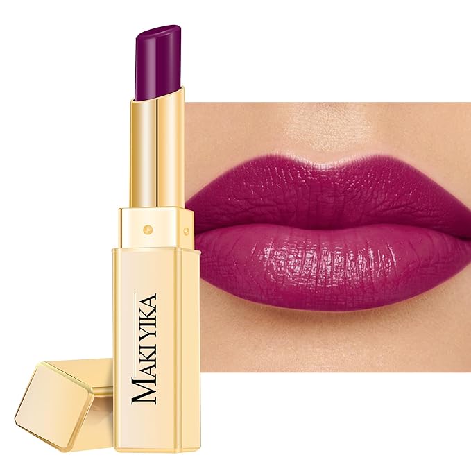 MAKI YIKA Moisture Purple Lipstick for Women Hydrate Tinted Lip Balm for Mother's Day Dry Cracked Lips Sheer Lipstick Lip Tinted Glossy Finish,MA067 Jam Purple