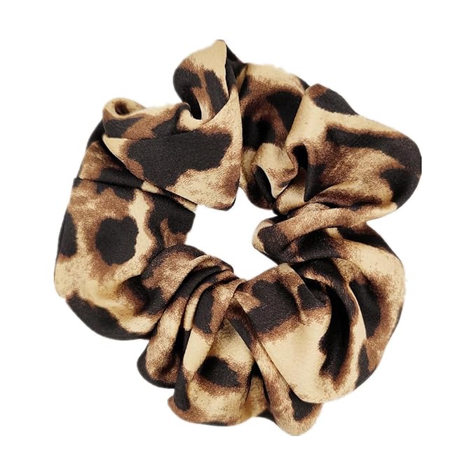 Sufermoe 6 Pcs Satin Silk Hair Scrunchies for Women and Girls, 4.5 inch, Leopard color