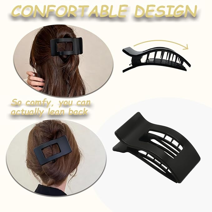 Flat Claw Clips for Women, Large Duckbill French Hair Clips, 6 Pack Non-Slip Matte Hair Accessories for Thick & Thin Hair