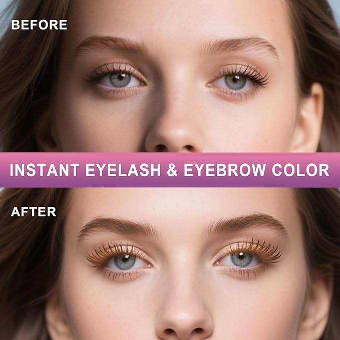 Eyelash & Eyebrow Color Kit, Professional Instant Light Brown Lash & Brow Color Kit, Eye Lash & Eye brow Coloring Set with Natural Bushy Results, Easy to Use & Salon at Home 7ml (Light Brown)