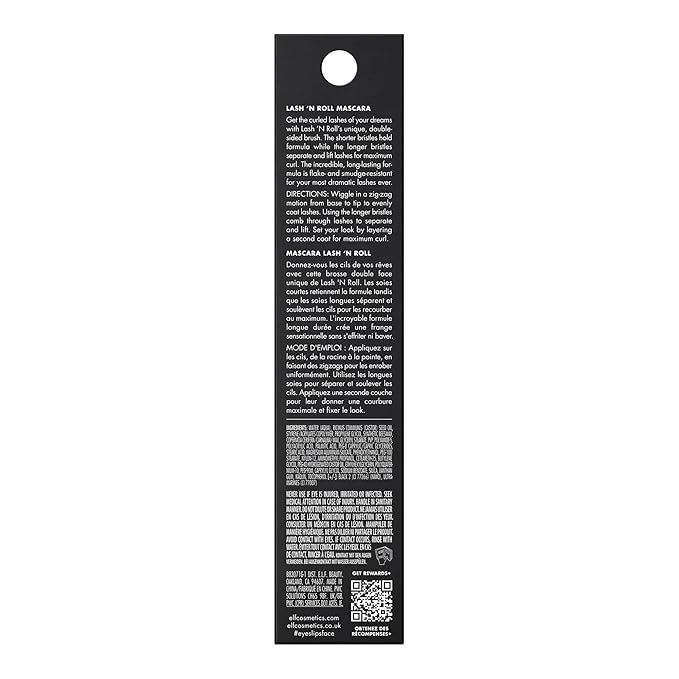 e.l.f. Lash 'N Roll Mascara, Curling Mascara For Visibly Lifted Lashes, Lifts & Separates Lashes. Long-Lasting Formula, Vegan & Cruelty-Free, Black