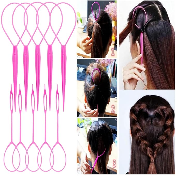 25Pcs Hair Styling Combs Set Include 10 Pcs Topsy Hair Tail Tools 5pcs Rat Tail Comb,5 Bristle Teasing Slick Back hair Brush,5 Edge Control Brush,Eyebrow Brush for Woman Girl Pink