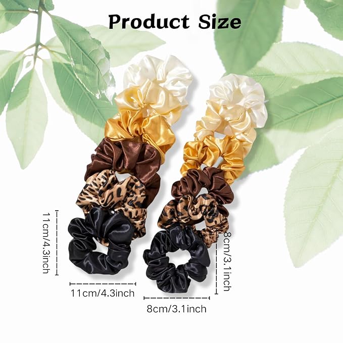 12PCS Satin Scrunchies Pack for Women and Girls, Soft Silk Hair Ties for Sleeping, No-Damage Satin Ponytail Holders for Thick or Curly Hair