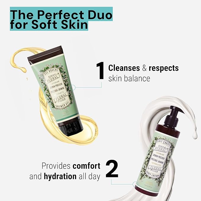 Panier des Sens - Jasmine Moisturizing Body Wash for Women & Men - Gentle Shower Gel - 96% Natural - Normal, Sensitive Skin - Body Care Made in France, SLS Free, Vegan - 6.8 floz