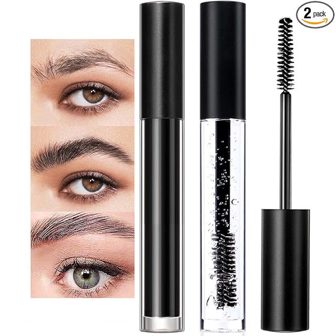 DAGEDA Clear Eyebrow Setting Gel, Clear and Black Brow Fix Gel, Waterproof And Sweat-Proof Eyebrow Repair Liquid Brows Styling Beauty Salon Home Use Makeup, 1.81oz