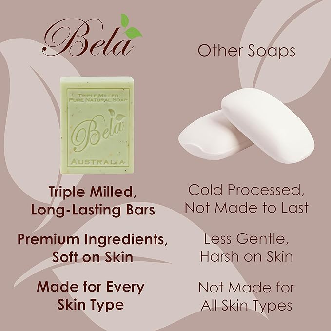 BELA Romantic Gardenia Soap 3.3 OZ Pack of 12, Long Lasting French Triple Milled Bar Soap with Organic Shea Butter Hand, Face and Body Wash Bar, Made in Australia