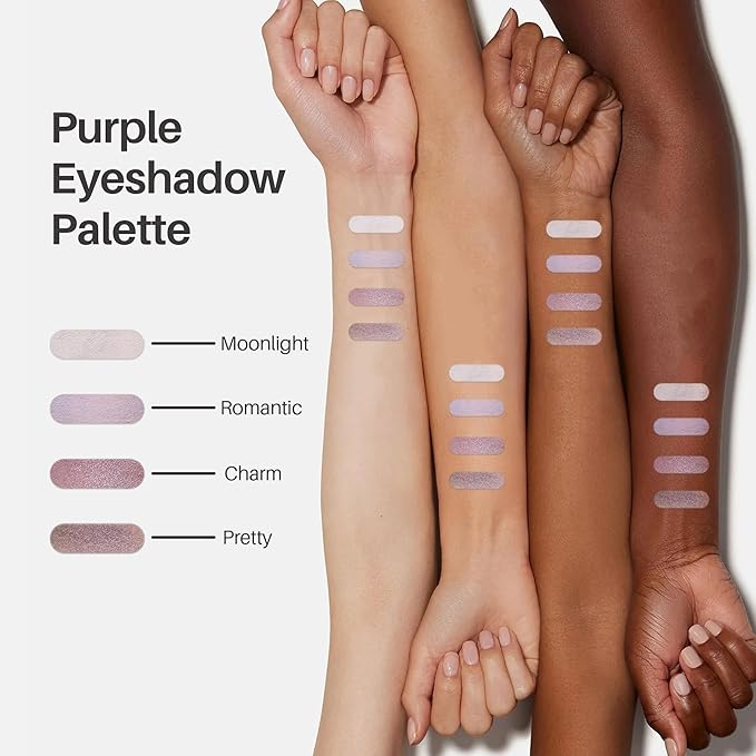 FV Natural Finish Eyeshadow Palette, 4 Matte & Metallic High Pigment Shades, Long-Lasting Eye Shadow Palette Makeup, Crease-Proof, Blendable Eye Makeup (Purple)