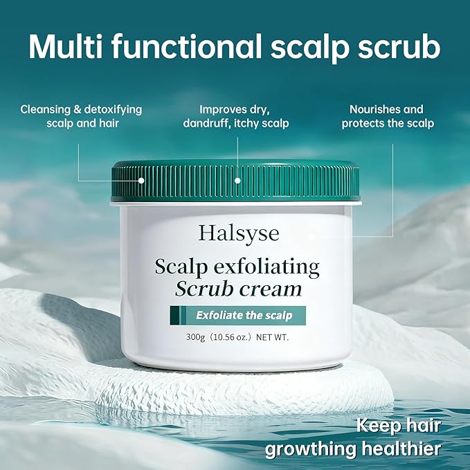 Sea Salt Cleansing Scalp Scrub & Exfoliating Shampoo - for Itchy、Dandruff Scalp with Excess Oil and Buildup | Gently Soothes & Care Hair and Scalp with Rosemary Oil、Coconut Oil & Shea Butter