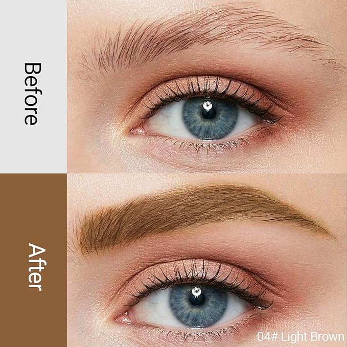 Erinde 2PCS Tinted Eyebrow Gel, Micro-Precision Adjustable Angle Brush Tinted Brow Gel, Waterproof Long-Lasting Smudgeproof Eyebrow Mascara Brow Tint for Natural Brow Makeup, 04 Light Brown