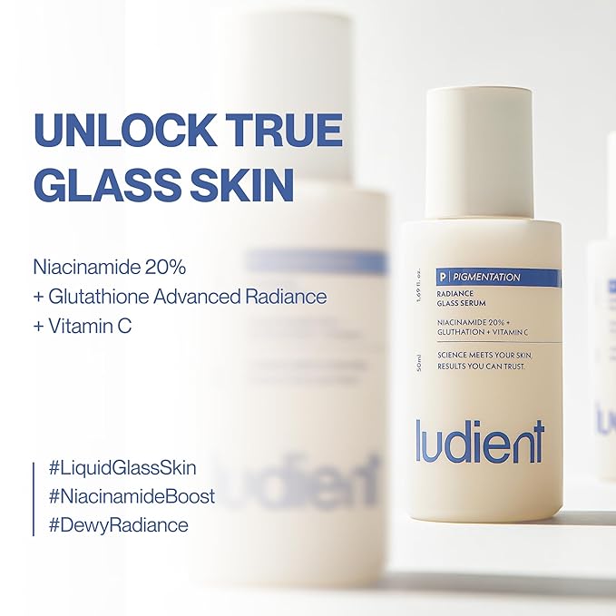Radiance Glass Serum - 20% Niacinamide & Glutathione, Vitamin C Serum for Face, Dark Spot Corrector, Even Skin Tone & Glass Skin Korean Skin Care for Dark Spots (1.69 fl oz)