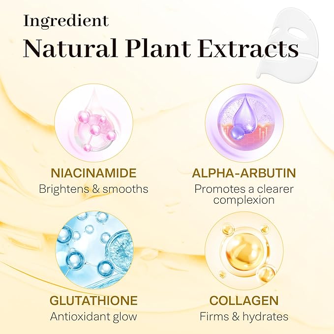 Overnight Collagen Face Mask – 4pk Hydrogel Korean Skincare for Glass Skin – Niacinamide Dark Spot Corrector & Pore Minimizer – Anti-Aging & Deep Hydration (0.88oz ea)