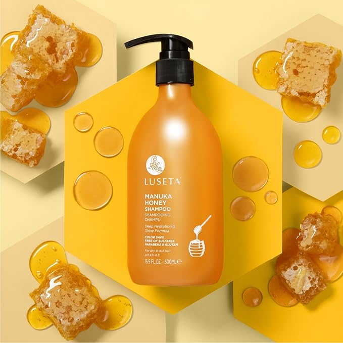 Luseta Manuka Honey Shampoo Moisturizing for Dry Damaged Hair Hydrating Formula Repairs Frizz, Adds Shine for Dull Hair 16.9oz