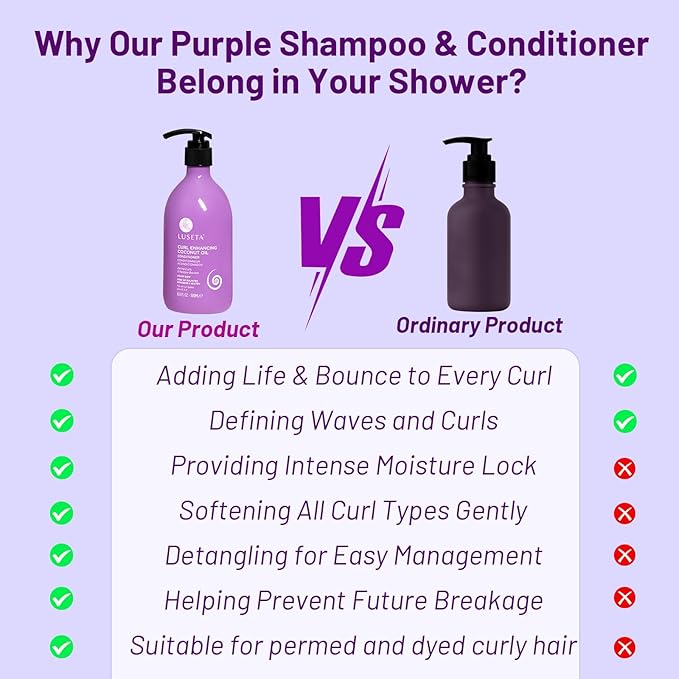 Luseta Curly Hair Shampoo and Conditioner with Coconut Oil for Curly,Wavy, Coily Hair – Sulfate-Free Travel Size Shampoo and Conditioner for Defined, Frizz-Free Curls(2x16.9 FL Oz + 2x1.01 FL Oz)