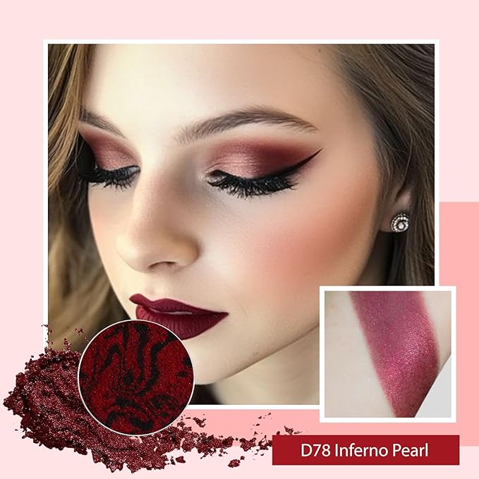 Refillable Eyeshadow Palette - Matte/Glitter/Duo-Chrome Pressed Powder & Cream Formula, Neutral/Shimmer/Smokey Multichrome, Travel-Friendly Iron Pan Refills (Glitter, D78)