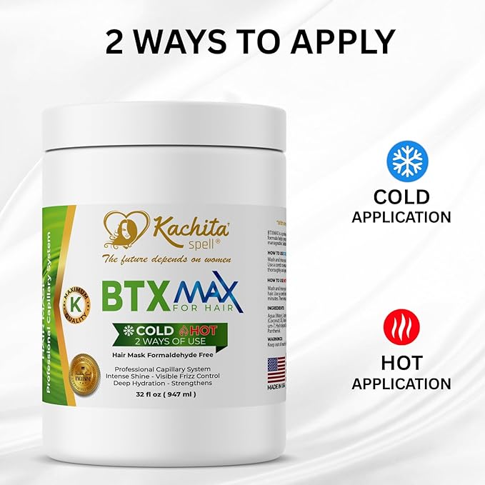 Kachita Spell BTXMAX Deep Conditioning Hair Mask for Dry & Damaged Hair, Keratin & Argan Oil Treatment for Hydration, Frizz Control & Softness, Sulfate Free & Paraben Free, 32oz