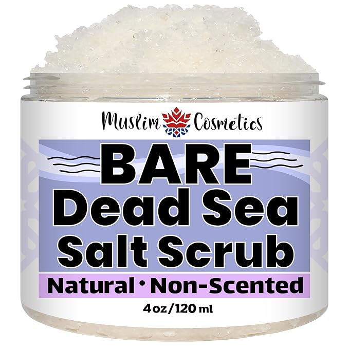 Non-Scented Dead Sea Salt Scrub | Face & Body | Unscented | 100% Natural | Jojoba oil || Made in Canada - Muslim Cosmetics - BARE Scrub (4oz (120ml))