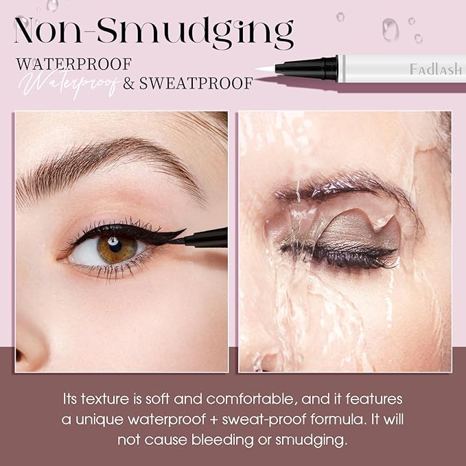 FADLASH Waterproof Eyeliner Liquid, White Ink Matte Eye Liner,Smooth & Dry Quickly Eye Pen Smudge-Proof, Long-Lasting Natural Look, Not Prone, Highly Pigmented, Vegan (0.6 ml)