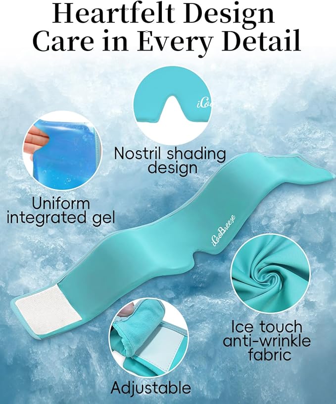 Cooling Eye Mask for Puffy Eyes, FSA Eligible HSA, Headache and Migraine Relief Gel Eye Mask, for Headache, Puffiness, Eye Strain, Reusable Face Ice Pack for Post-Surgery Care (Pale Blue)