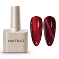 MAYCHAO 15ML Cat Eye Gel Nail Polish 1Pc Burgundy Gel Polish Soak off Holographic Magnetic Nail Polish for Nail Art Manicure Salon DIY at Home, 0.5 OZ