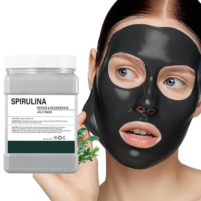Hydro Jelly Masks for Women Home Spa,Hydrating & Moisturizing Peel-Off Rubber Gel Face Mask Skin Care,Professional Jelly Mask for All Skin Types 23 Fl Oz（Spirulina）