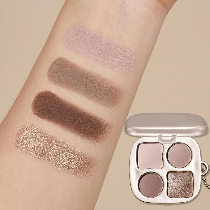 Erinde Cool Taupe Nude Neutral Eyeshadow Palette with Mirror, Matte & Shimmer High Pigment Eye Shadow, Blendable Long-Lasting Everyday Eye & Contour Makeup Palette, Perfect for Blue, Green Brown Eyes
