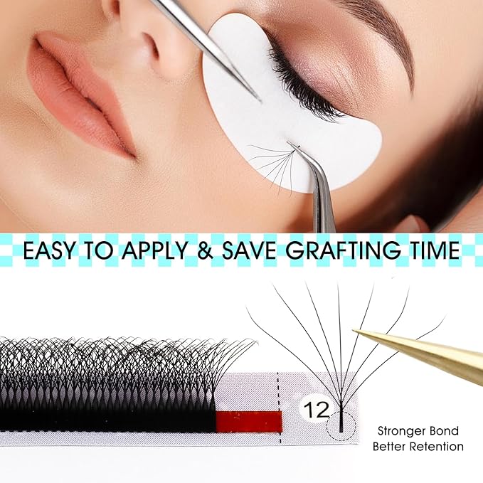 VAVALASH 7D W Shape Eyelash Extension 7D Premade Fans 0.07 D Curl Volume Lash Extensions Easy Fanning False Lashes Matte Black Volume Premade Cluster W Lashes(W Shaped-7D-0.07-D-8-15mm）