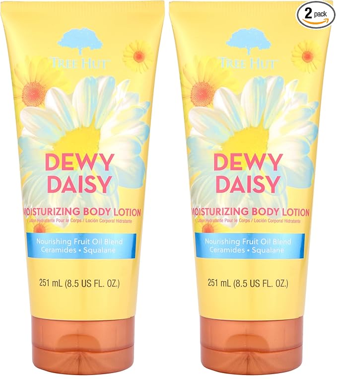 Tree Hut Dewy Daisy Moisturizing Body Lotion, Ceramide and Squalene Formula Helps Protect Skin, Long-lasting Hydration Leaves Skin Feeling Soft & Moisturized, 8.5 fl oz. (Pack of 2)