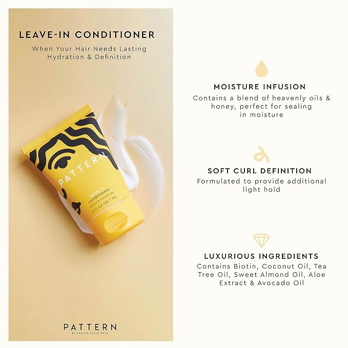 PATTERN Beauty by Tracee Ellis Ross Leave-In Conditioner 3 fl oz - Rich Moisture for Curly, Coily and Tight-Textured Hair, 3a to 4c, Travel-Size (Pack of 2)