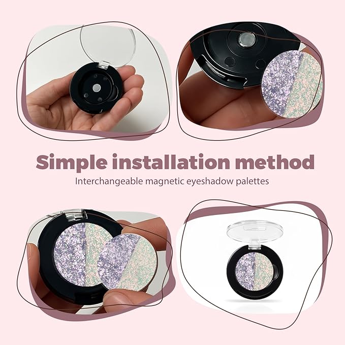 Refillable Eyeshadow Palette - Matte/Glitter/Duo-Chrome Pressed Powder & Cream Formula, Neutral/Shimmer/Smokey Multichrome, Travel-Friendly Iron Pan Refills (Chameleon, S01)