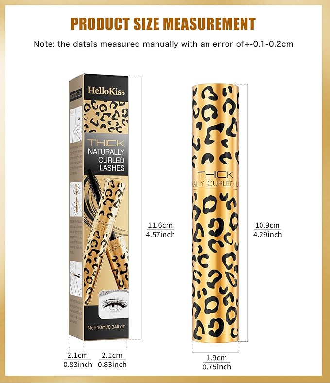 Leopard Waterproof Mascara Volumizing Lengthening Curling Smudgeproof Long Lasting 24H Lift Thick Eyelash Makeup