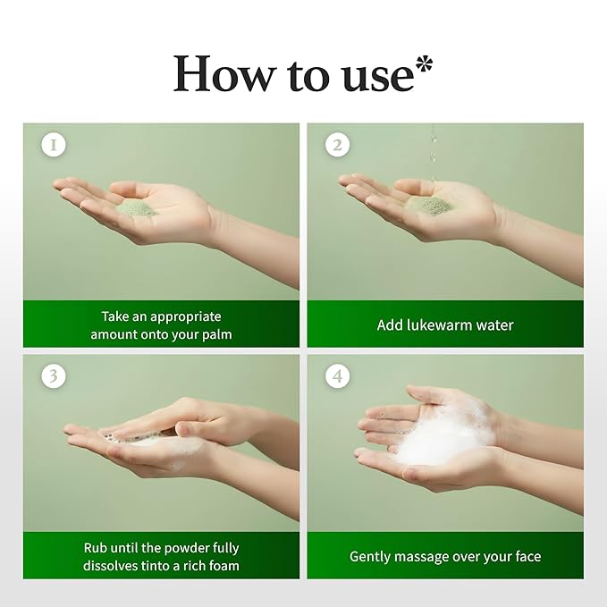 Enzyme Powder Face Wash, Powder to Foam Facial Cleanser with Matcha & Green Tea, Gentle Daily Exfoliating Cleanser for Sensitive Skin, Fragrance Free Korean Skincare, 1.76 Oz
