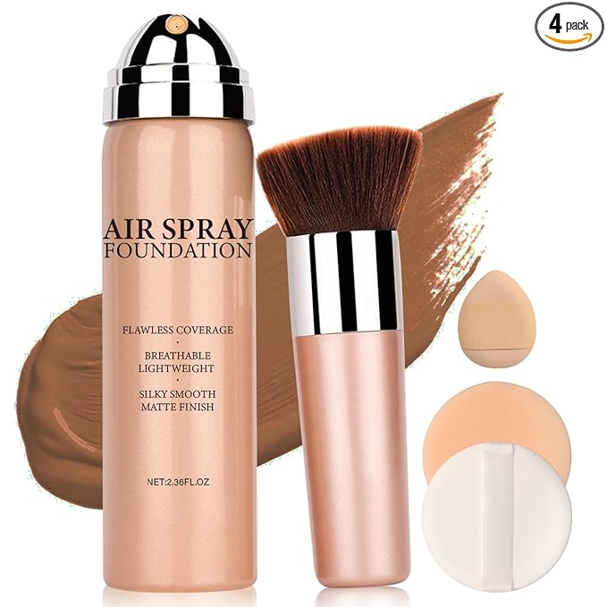 Airbrush Foundation Makeup Spray Full Coverage Foundation for Mature Skin,Long-lasting Airbrush Flawless Setting Spray,Waterproof Foundation for Smooth Radiant Skin (08 Tan)