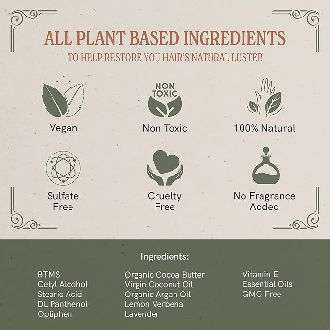 J.R.LIGGETT'S Conditioner Bar - Original Formula, All Natural Hair Conditioner with Coconut Oil & Cocoa Butter - Sulfate Free, Gmo Free, Plant-Based Ingredients for Soft & Smooth Hair, 1.75oz - 2 Pack