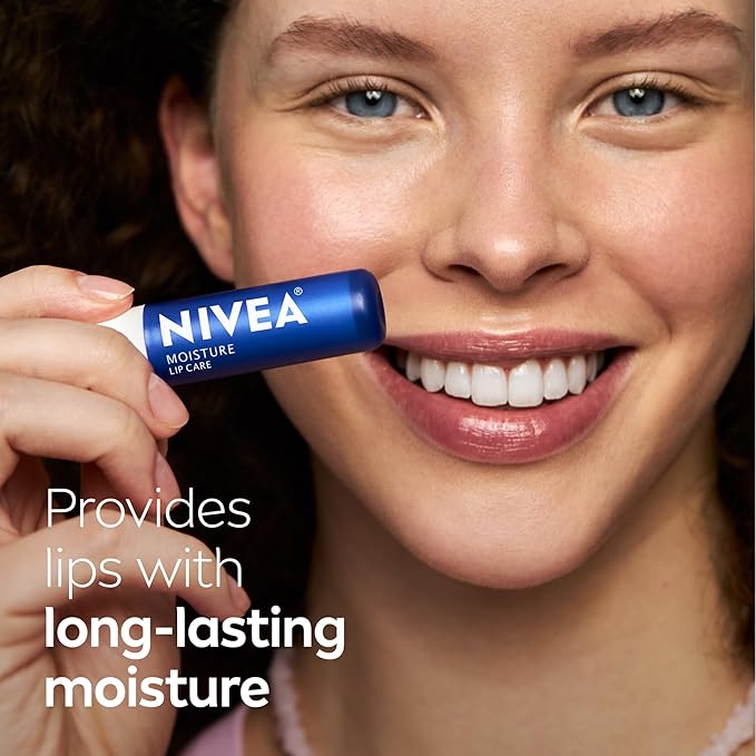 NIVEA Moisture Lip Care, Hydrating Lip Balm with Shea Butter, Mothers Day Gifts, 0.17 Oz Stick, Pack of 4