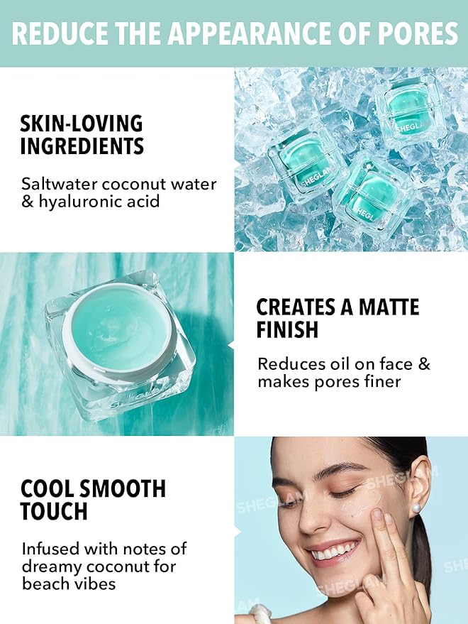 SHEGLAM Glacier Glo Smoothing Primer Hydrating Oil Control Moisturizing Primer Gel Smooth Fine Lines Oil for Face